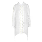 Slub Cotton Patchwork Edge Shirt Sun Protection Cardigan Vacation Beach Coat Bikini Cover up Blouse Bella Mia