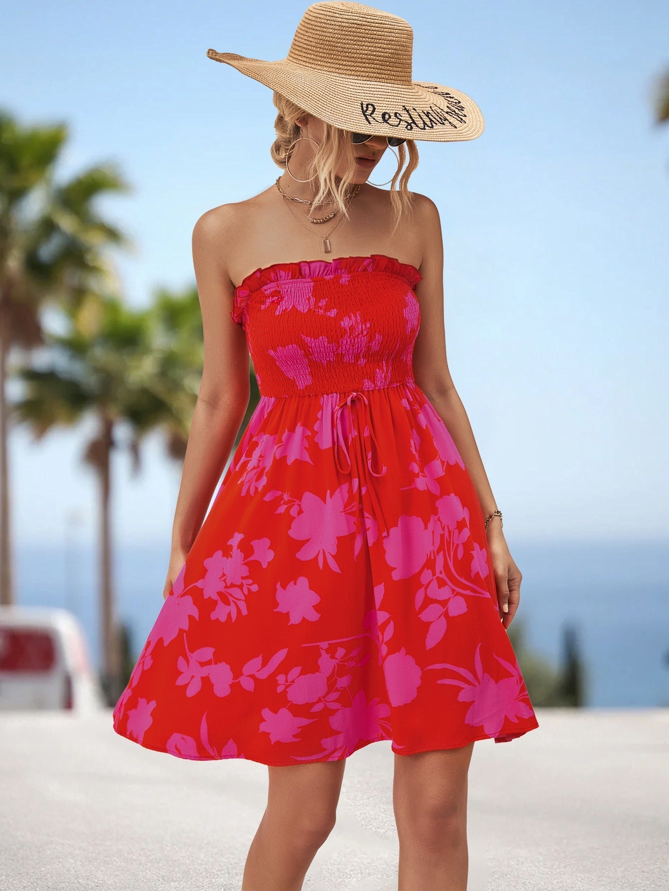 Women Clothing Printed Smocking Dress Bella Mia