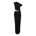 Women Elegant Slightly Mature Solid Color Pleated Slim Fit Oblique Shoulder Sheath Dress Bella Mia