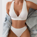 Ladies Bikini Solid Color Backless Beach Swimsuit Summer Sexy Women Swimsuit Bikini