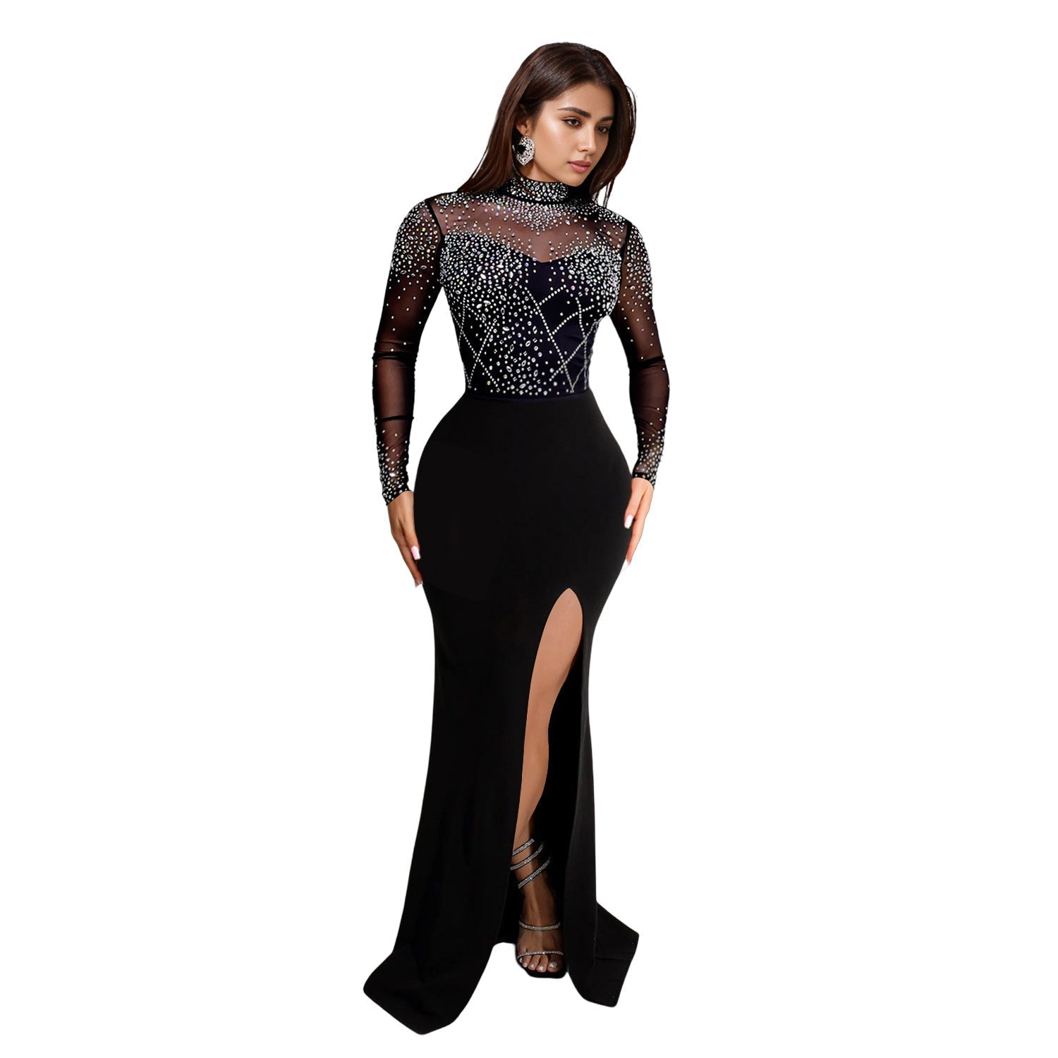 Women Wear Drilling Split Maxi Dress Bella Mia