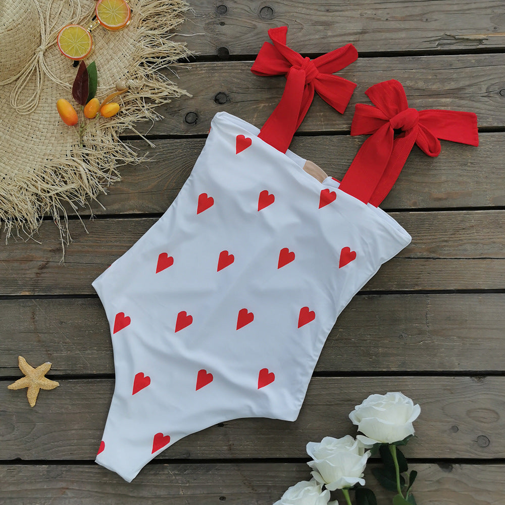 One Piece Swimsuit Women Sexy Line Strap Tube Top One Piece High Waist Love Swimsuit Bella Mia