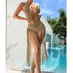Beach Tourism Hand Crocheting Three Dimensional Floral Tassel Beach Sexy Open Back Swimsuit Bikini Set Crochet hook Bella Mia