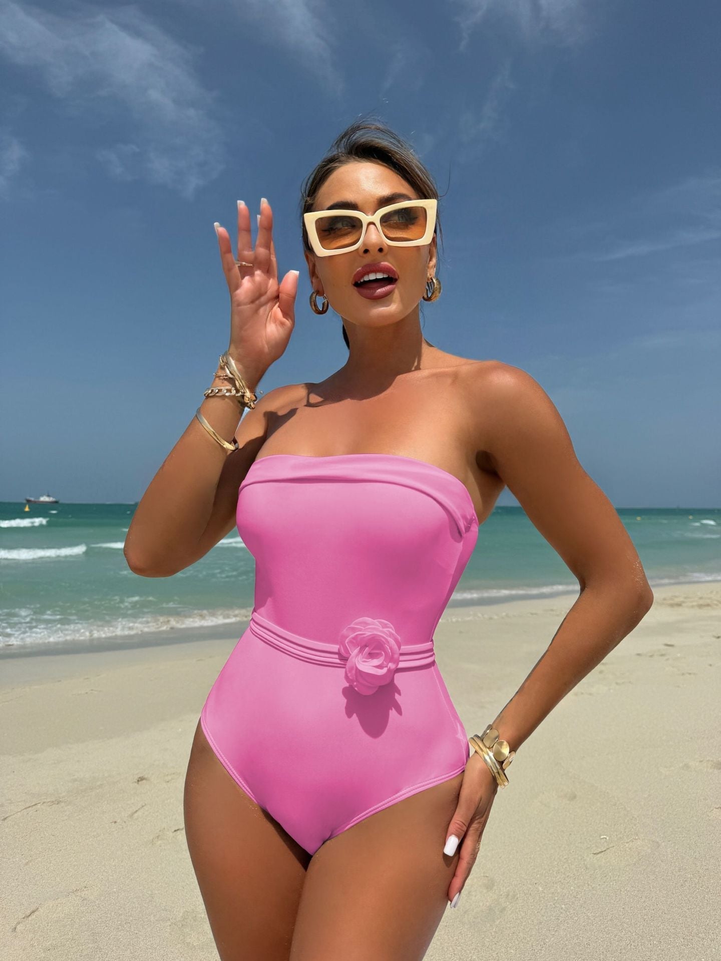 One Piece Multi Wear Drawstring Strap Small Floral Swimwear Swimsuit Bikini Bella Mia
