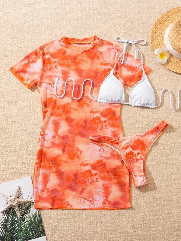 Bikini Outer Single Swimsuit Bikini Women Split Sleeved Blouse Swimsuit Three Piece Yongzh Bella Mia