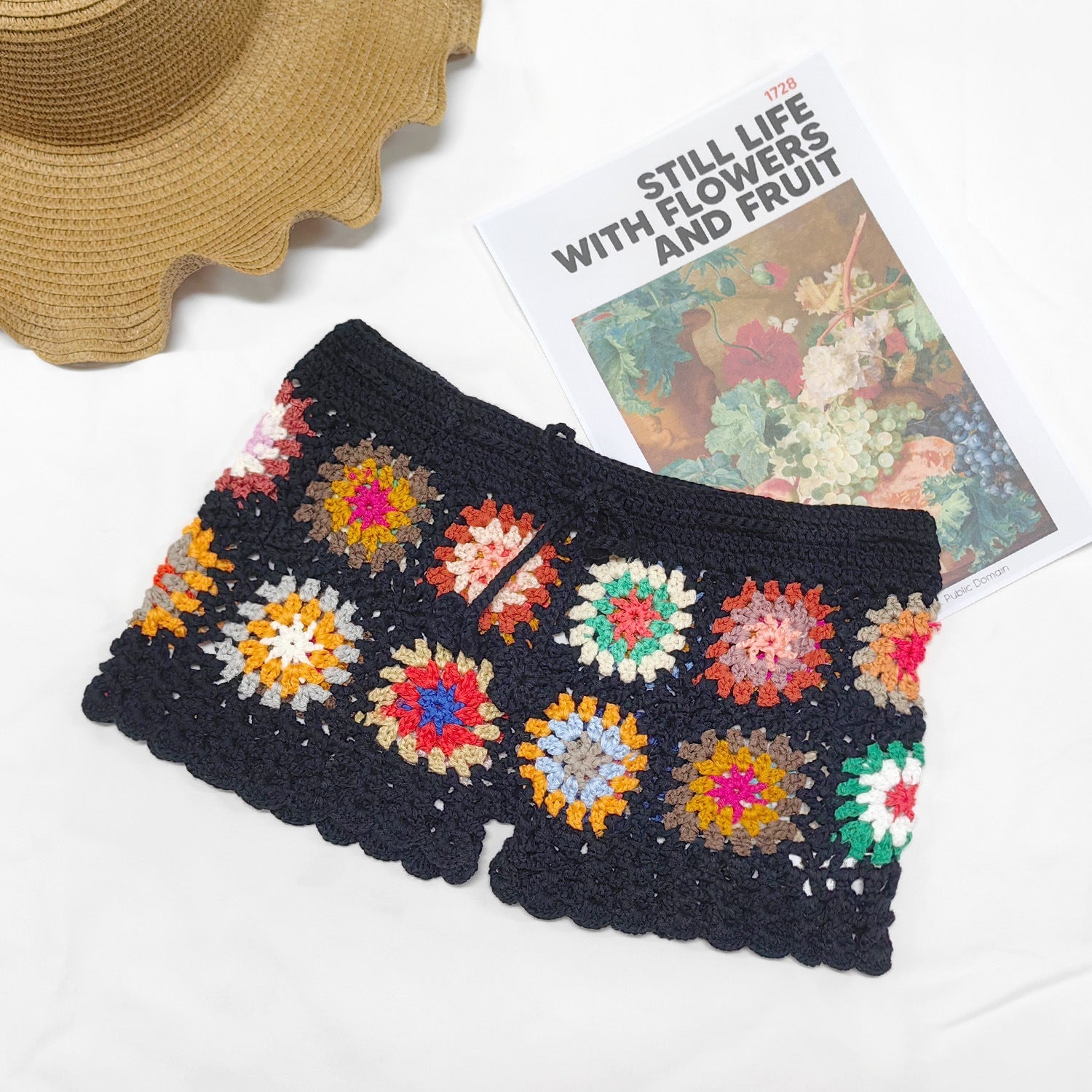 Beach Shorts Women Clothing Color Random Hand Hook Floral Block Stitching Grandmother Plaid Hip Pants Bella Mia
