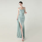 Camisole Tube Top Satin Pleated Fishtail High Slit Evening Dress Elegant Slim Dress for Dinner Ceremony Bella Mia