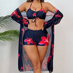 Ladies One Piece Blouse Floral Bikini Swimsuit Bella Mia