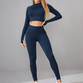 Seamless Yoga Clothes Women Long Sleeved Sports Top High Waist Hip Lift Sports Tights Trousers Set Bella Mia