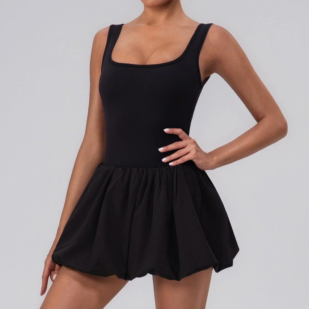 Fitness Draped Dress Faux Two Pieces Anti Wardrobe Malfunction Base Pockets Dress Sports Yoga Tennis Dress Women Bella Mia