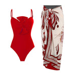 Bow Solid Color One Piece Women Swimwear Suit French Retro Cover Belly Slimming Swimsuit Bella Mia