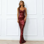 Elegant Sexy Sequined Evening Dress for Women Geometric Abstract Pattern Strap Dress for Women Prom Formal Gown Bella Mia