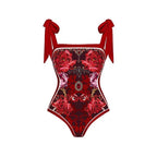 Conservative Sunscreen Swimsuit Women Vintage Printed Gauze Skirt Bikini Bella Mia