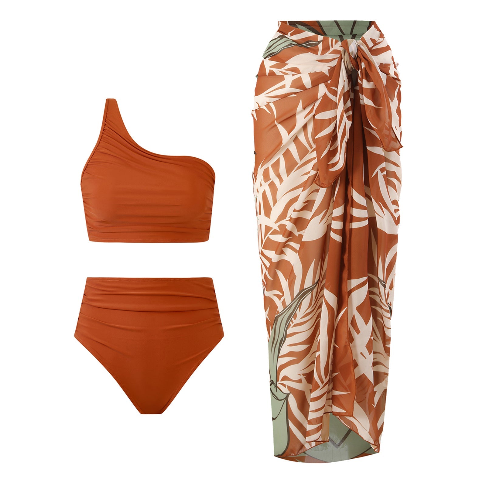 High Waist Solid Color Bikini Swimsuit Women Split Swimsuit Bikini