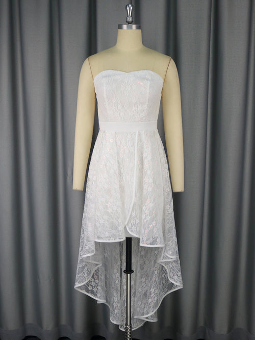 Arrival Sexy Tube Top Dress Jacquard Lace Elegant a Swing Wedding Bridesmaid Dress White Dress Bella Mia