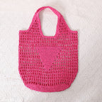 Large Capacity Hollow Out Cutout Straw Bag Fresh Candy Color One Shoulder Tote Woven Bag Portable Women Beach Bag Bella Mia