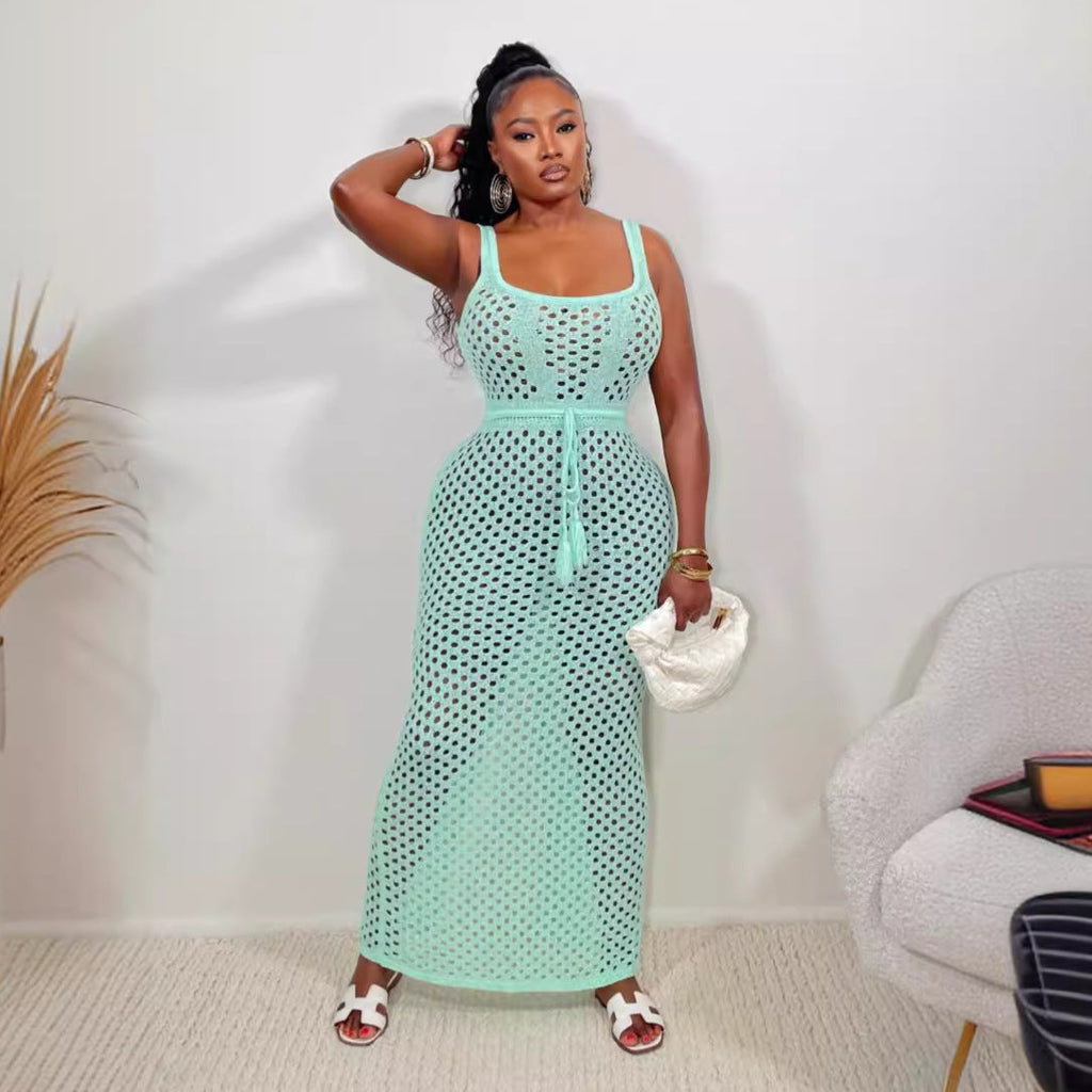 Summer Women Clothing Lace Mesh Vest Top Hip Knitwear Beach Maxi Dress Bella Mia