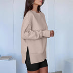 Code Casual round Neck Pullover Solid Color Loose Sports Long Sleeve Sweatshirt Tops Bella Mia