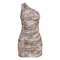 Women Clothing Spring Slim Sexy Cross Shoulder Bag Hip Pleated Print Dress Bella Mia