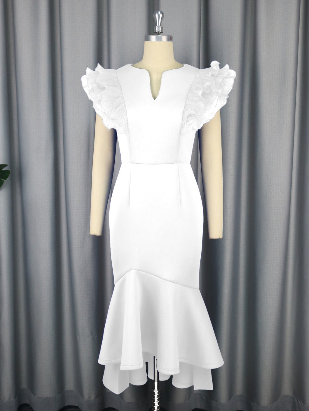 Sexy Ruffle Pleated Short Sleeve Dress Cocktail High Waist Sheath Fishtail Dress Dresses Bella Mia