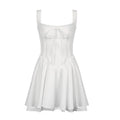 Lace Stitching Waist Pleated Waist Shaping Slimming Slip Dress French Tied Ballet Large Swing Dress Bella Mia