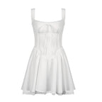Lace Stitching Waist Pleated Waist Shaping Slimming Slip Dress French Tied Ballet Large Swing Dress Bella Mia