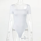 Bodysuit Summer Women Clothing Sexy Tight Square Collar Short Sleeve Bodysuit Bella Mia