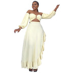 Bandeau Sexy Exposed Cropped Irregular Asymmetric Ruffled Slit Formal Dress Women Dress Bella Mia