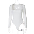 Women Clothing Winter Sexy Square Neck Lace Slim Fit Base Long Sleeve Jumpsuit Bella Mia