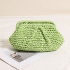 Crossbody Straw Bag Pleated Solid Color Straw Bag Woven Bag Vacation Beach Bag Women Bag Bella Mia