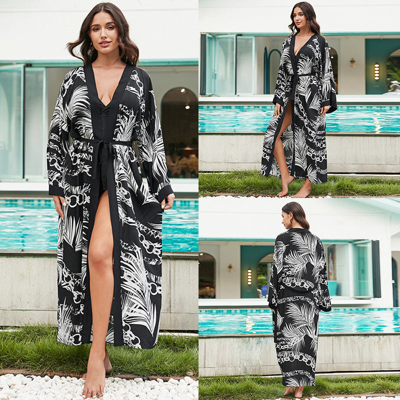 Rayon Tie Dyed Beach Cover Up Mid Length Sunscreen Shirt Cardigan Women Vacation Bikini Cover Up Bella Mia