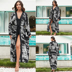 Rayon Tie Dyed Beach Cover Up Mid Length Sunscreen Shirt Cardigan Women Vacation Bikini Cover Up Bella Mia