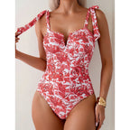 Bikini Siamese Conservative Swimsuit Digital Printed Belly Covered Slimming V Neckline Swimsuit Bella Mia