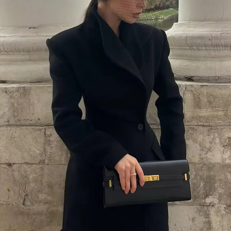 Korean Elegant British Long Cut Coat Women Spring Woolen Coat Bella Mia