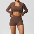 Solid Color Cloud Sense Yoga Bra Sports Coat Pilates Running Shorts Fitness Yoga Wear Three Piece Set for Women Bella Mia