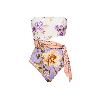 Printed One Piece Swimsuit Tube Top Sexy Beach Spring Skirt Two Piece Set Bella Mia