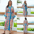 Rayon Tie Dyed Beach Cover Up Mid Length Sunscreen Shirt Cardigan Women Vacation Bikini Cover Up Bella Mia