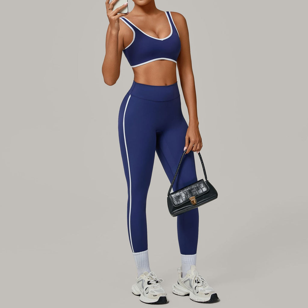 Contrast Color Binding Nude Feel Yoga Beauty Back Tight Quick Drying Workout Clothes Outdoor Sports Two Piece Sets Bella Mia