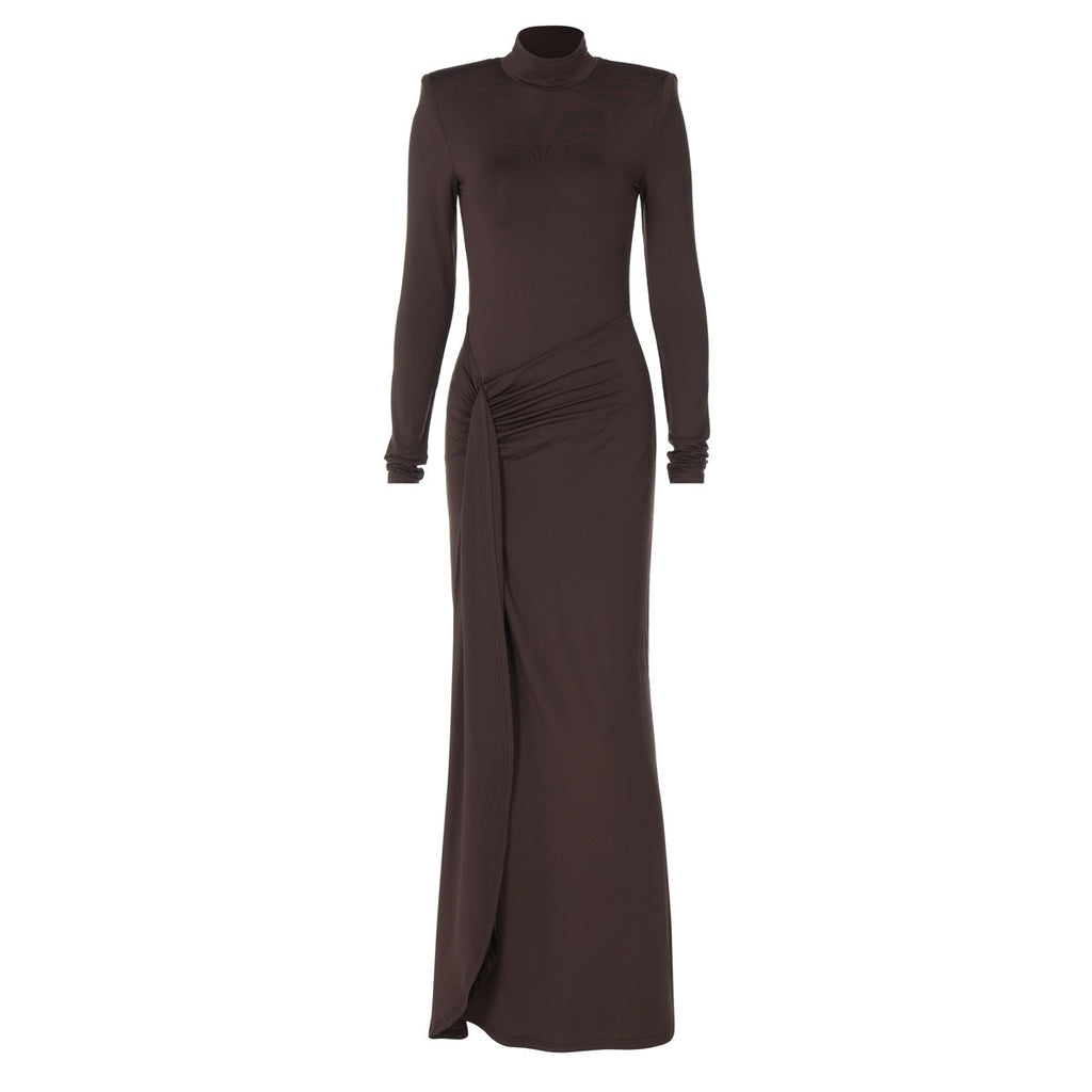 Women Clothing Winter Sexy Slit Sheath Dress Sexy Turtleneck Slim Fit Dress Bella Mia