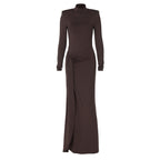 Women Clothing Winter Sexy Slit Sheath Dress Sexy Turtleneck Slim Fit Dress Bella Mia
