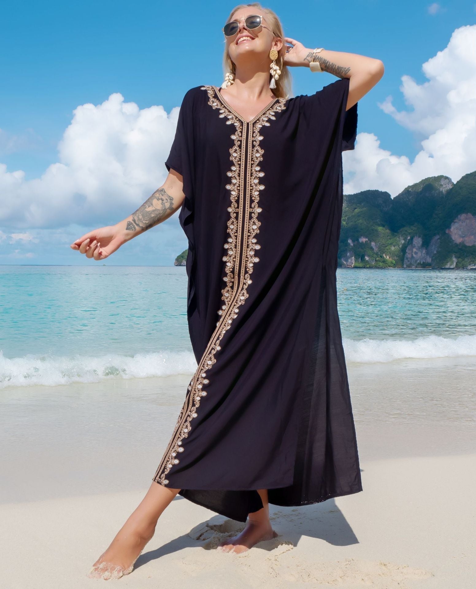 Rayon Eyelet Embroidered Robe Vacation Casual Beach Bikini Cover Bella Mia