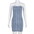 Denim Spring Summer Sexy Backless Wash Chest Wrapped Dress Women Bella Mia