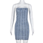 Denim Spring Summer Sexy Backless Wash Chest Wrapped Dress Women Bella Mia