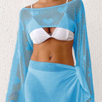 Women Love Jacquard Sexy Cutout Woven Blouse Beach Bikini Overclothes Short Top Bella Mia