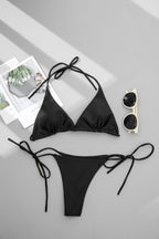 Sexy Sling Halter Bikini Women High Waist Strap Solid Color Split Swimsuit Bikini Bella Mia