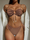 Bikini Double Bikini Stitching Swimsuit High Waist Swimwear Women Solid Color Swimsuit Sexy Bella Mia