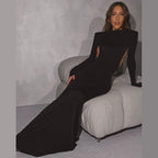 Autumn Women Clothing Fashionable Elegant Sexy Backless Slimming Sheath Long Sleeve Dress Evening Dress Bella Mia