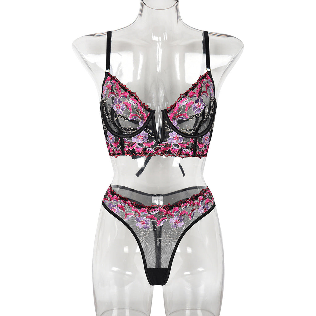 Popular Series Same High Quality Embroidered Metal V neck Sexy Suit Exquisite Embroidery Two Pieces Bella Mia