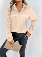 Women Clothes Clothes Spring Summer Satin Shirt Shirt Long Sleeve Satin Top Bella Mia