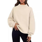 Women Autumn Winter Casual Fleece Shirt Women Thick Half Turtleneck Loose Sweatshirts Bella Mia